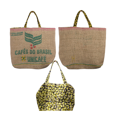 Sac en toile de jute Cafés do Brasil - Wax citrons jaunes - Alba Caffè