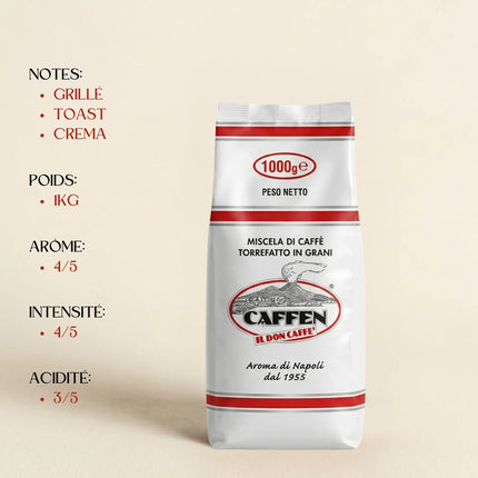 Caffen Espresso White Bar Vesuvio - 1kg de café en grain 70% Arabica - Alba Caffè