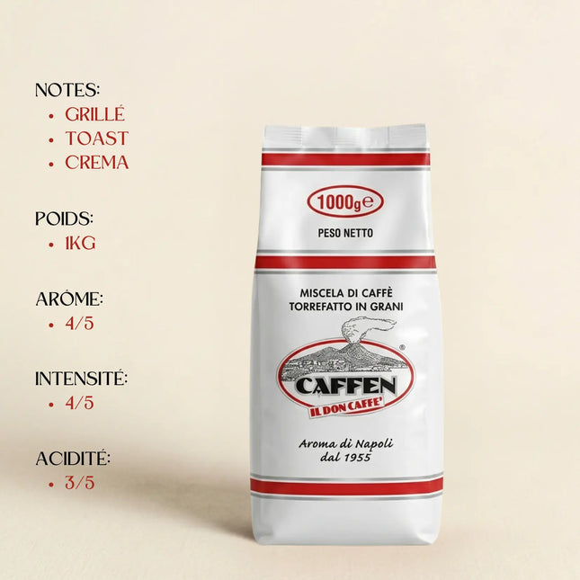 Caffen Espresso White Bar Vesuvio - 1kg de café en grain 70% Arabica - Alba Caffè