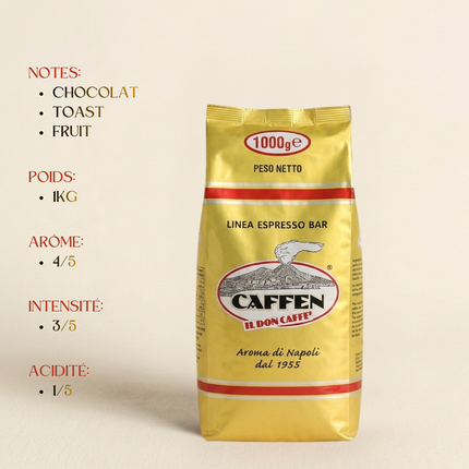 Caffen Espresso Golden Bar -1kg de café en grain 80% Arabica - Alba Caffè