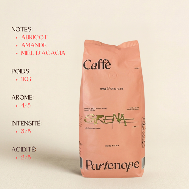 Café partenope Sirena - 1kg de café en grain 100% Arabica - Alba Caffè