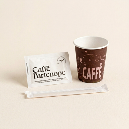 Accessoire Caffè Partenope - kit de 150 Gobelets, sucres et agitateurs - Alba Caffè