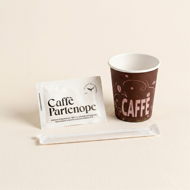 Accessoire Caffè Partenope - kit de 150 Gobelets, sucres et agitateurs - Alba Caffè
