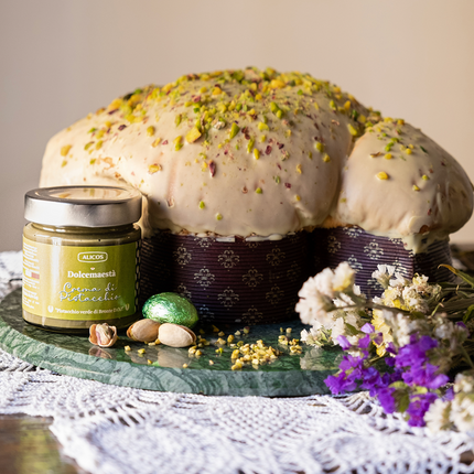 Panettone artisanal à la crème de pistache de Bronte (AOP) - Alba Caffè