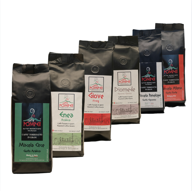 Café en Grain - Pack Découverte Caffè Pompeii - Lot de 6 x 250g - Alba Caffè