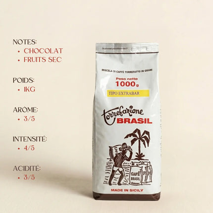 Caffe brasil en grain Miscela Extrabar - 1kg de café en grain - Alba Caffè